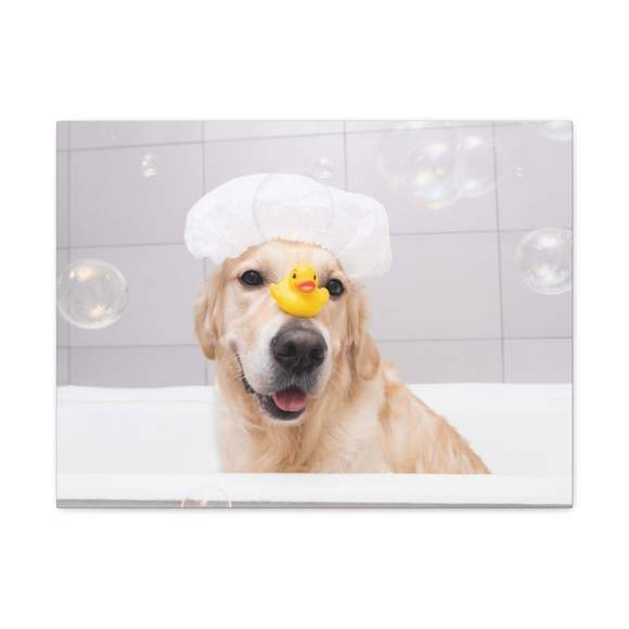 Cute Golden Retriever Bathee Canvas Wall Artfor Home Decor Ready